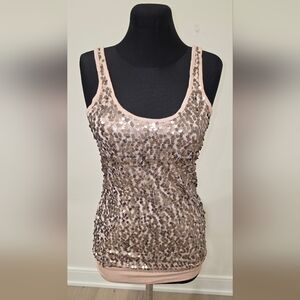 NWOT Vila Bronze Sequin Cami Fitted Tank Top with Scoop Neckline Stella Top  XS